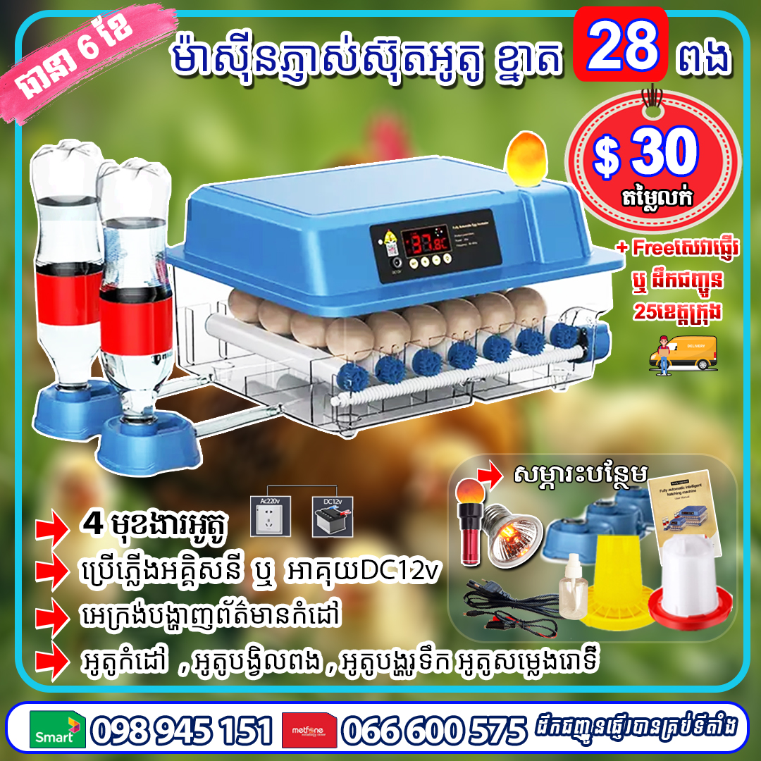 ម៉ាស៊ីនភ្ញាស់ស៊ុត ខ្នាត 28 ពង (ខៀវ)